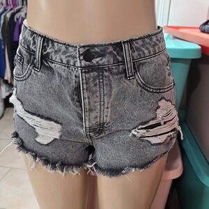 Edgy Black Distressed Denim Shorts